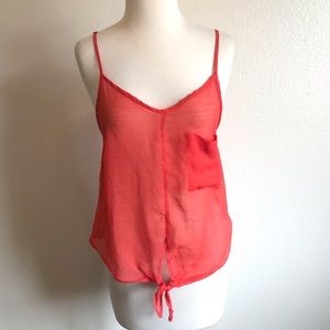 Urban Outfitters Kimchi Blue Orange Spaghetti Strap Crop Top With Tie Front